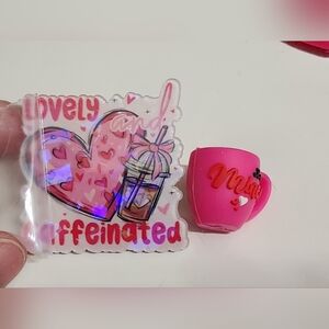 Flatback Valentine Coffee Beads Holographic Crafts Badge Keychain Magnet‎ Bag